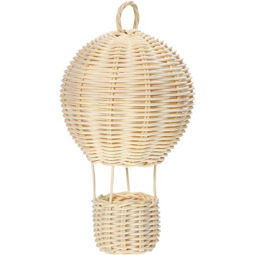 Home Decor Rattan Woven Lampshade Hot Air Balloon Shape Lampshade Light Bulb Cage Ceiling Pendant Light Cover Wicker Lamp Cover for Home Kitchen Tea House Vintage Decor