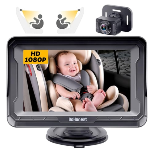 DoHonest Baby Car Camera HD 1080P - Rear-Facing Car Baby Monitor with Night Vision, Adjustable View Angle, Easy Setup, Anti-Glare Display, Safety for Kids & Infants