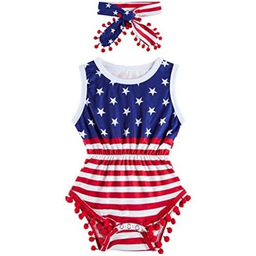 Baby Girl Clothes 0-24 Months Floral Sleeveless Baby Cowgirl Newborn Romper Jumpsuit Outfit Set with Headband