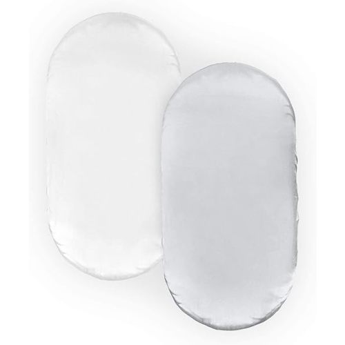 Pro Goleem Satin Bassinet Sheet 2 Pack Great for Baby Hair Soft Silk Feeling Sheet for Cradle or Bassinet Pad&Mattress for Boys and Girls Gift for Newborn and Infant White and Gray