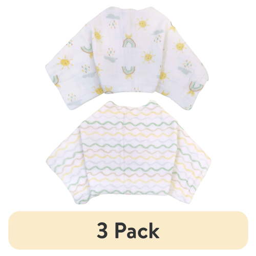 (3 pack) Neat Solutions Unisex Newborn Muslin Burp 2 Bib 2 Pack