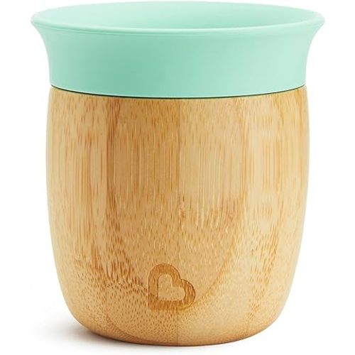 Munchkin® Bambou™ 5oz Open Training Cup for Babies and Toddlers, Non-Toxic Bamboo and Food-Grade Silicone, Brown/Mint