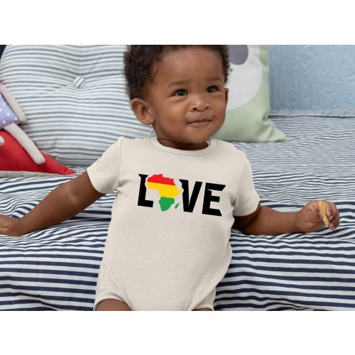 Love Africa Natural Baby Onesie®, Black History Month Toddler Shirt, Kids African Flag T-shirt or Raglan Tee