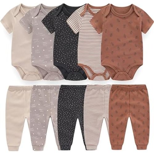 Baby Layette Set Baby Boys' 9-Piece Bodysuits Pants Set Toddler Girl Boy Unisex Baby Gift Sets