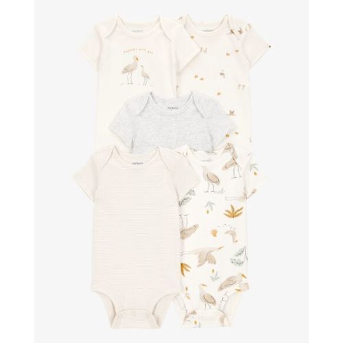 Baby 5-Pack Striped Birds Short-Sleeve Cotton Bodysuits - Carter's | Carter's