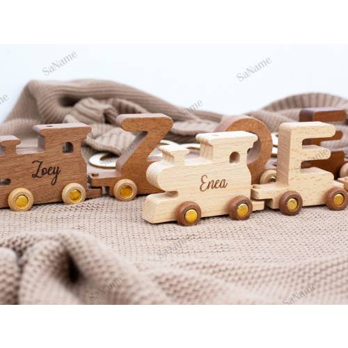 Wooden Train Set,Personalized Train Toys,Wooden Name Alphabet Train,Gifts for Kids,First Christmas Gifts,Birthday Gifts,Toddler Wooden Toys