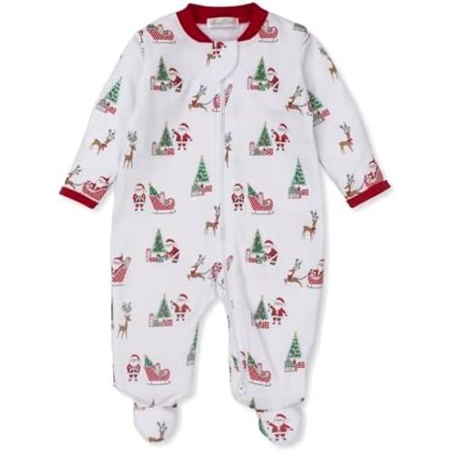Kissy Kissy Neutral Baby Infant Santa's Sleigh Print Footie With Zipper