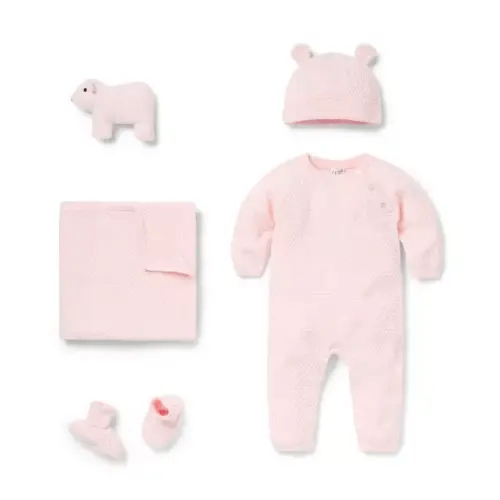 Baby Pearl Pink Baby Bundle of Love Textured Knit Gift Set by Janie and Jack