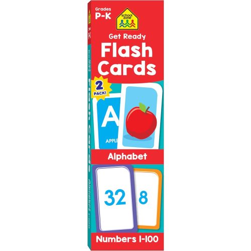 School Zone Get Ready Flash Cards Alphabet & Numbers 2-Pack: 112 Cards, Preschool, Kindergarten, ABC's, Letters, Beginning Sounds, Numbers 1-100, Numerical Order, Counting, Early Math, Ages 3-5 Mass Market Paperback – January 25, 2019