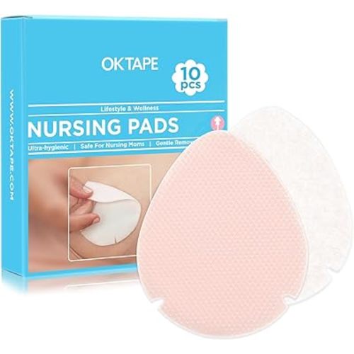 OK TAPE Hydrogel Nursing Pads, 10 Pcs, Cooling Pain Relief for Sore Nipples, Postpartum Gel Pads, Safe for Breastfeeding
