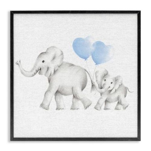 Stupell Industries Elephant Family with Blue Balloons, 12" x 12"