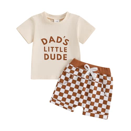 Amnnchya Toddler Baby Boy Clothes Little Dude Shirt Chessboard Summer Spring Shorts Set Cute Mamas Daddys Boy Outfit