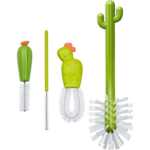 Boon Cacti Replacement Baby Bottle Brushes - Includes Bottle Cleaner Brush, Straw Cleaner Brush, Nipple Brush and Detail Brush for Baby Bottles - Newborn Essentials - Sage - 4 Count