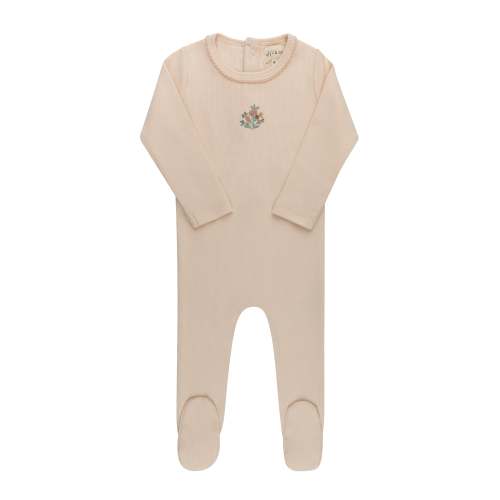 Baby Girl Footie (Stretchy) | Ribbed | Embroidered Florals | Ely's & Co – Ely's & Co.