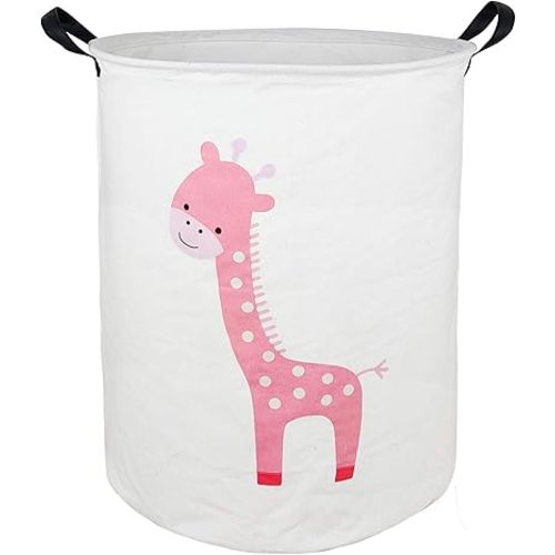 KUNRO Large Sized Storage Basket Waterproof Coating Organizer Bin Laundry Hamper for Nursery Clothes Toys (Giraffe)