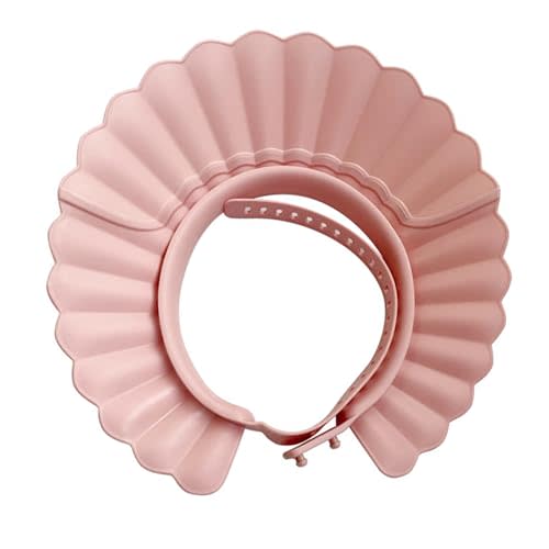 Safe Shampoo Shower Bathing Protection Bath Cap Soft Adjustable Visor Hat for Toddler, Baby, Kids, Children … (Pink Lotus)