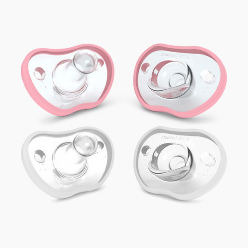 Nanobebe Flexy Pacifier (4 Pack) - Pink And White, 0-3 Months, 4