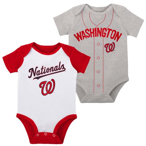 Newborn & Infant Washington Nationals White/Heather Gray Little Slugger Two-Pack Bodysuit Set