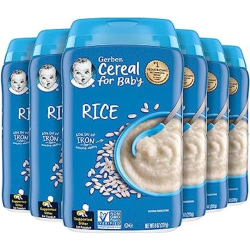 Gerber Baby Cereal 1st Foods, Rice, 8 Ounce (Pack of 6)