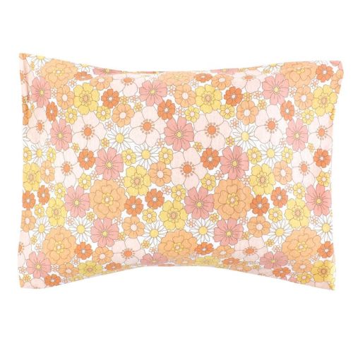 Hudson Baby Infant Girl Cotton Toddler Pillow Case, Peace Love Flowers, One Size