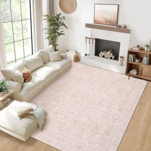 Vintage Distressed Area Rug Washable Living Room Rug Soft Non Slip Floor Carpet for Dining Room Home Office
