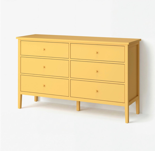 GULLABERG 6-drawer dresser - yellow 66 1/8x18 7/8x39 3/8 "