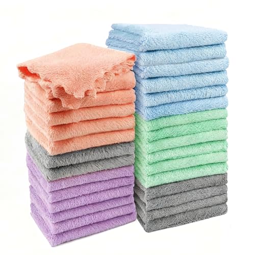 Vermiels 30 Pack Baby Washcloths, Microfiber Coral Fleece 7 x 9 Inch Baby Bath Face Towel, Baby Face Skin Wash Cloths Towels Set