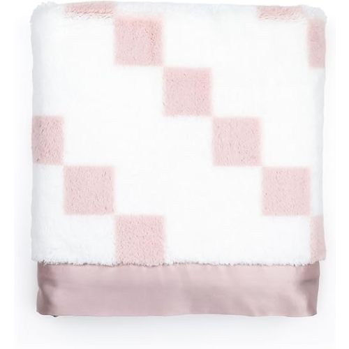 Little Giraffe Baby Blanket - Luxe Soft Blanket with Satin Trim - Baby Stroller Blanket - Newborn Baby Essentials & Baby Gifts - 29"x35" - Stairway Dusty Pink