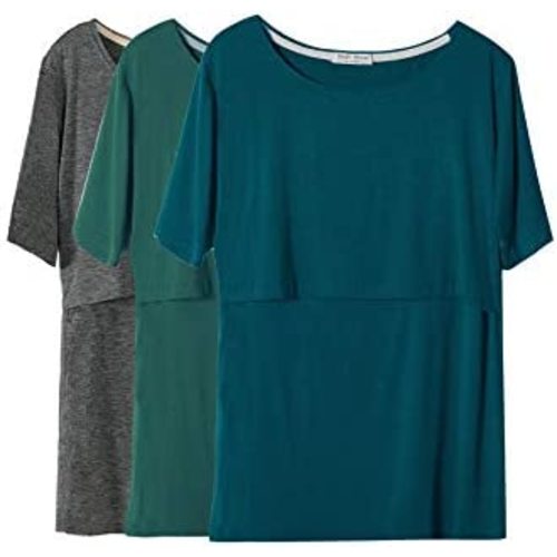 Smallshow Women's Maternity Nursing Tops Short Sleeve Breastfeeding Clothes