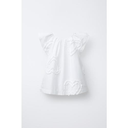 EMBROIDERED HEART DRESS - White | ZARA United States