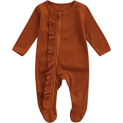 Kuriozud Newborn Baby Girl Boy Footie Romper One Piece Jumpsuit Sleeper Infant Clothes