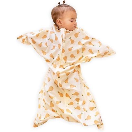 SleepingBaby Zipadee-Zip Transitional Swaddle Sack, 6-12 Month - Roomy Zipper Swaddle for Easy Diaper Changes and Proper Hip Development - Baby Swaddle Sack, Medium - Pears