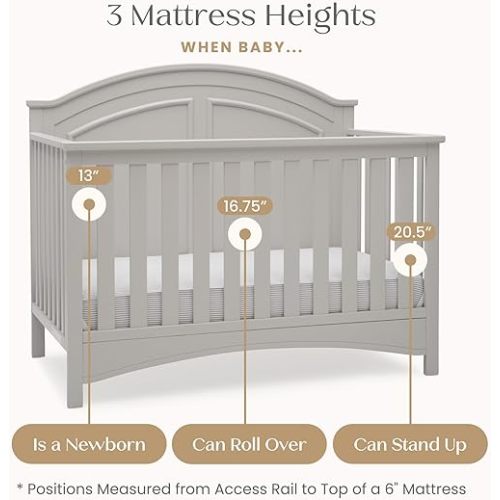 Delta Children Perry 6-in-1 Convertible Crib - Greenguard Gold Certified, Moonstruck Grey