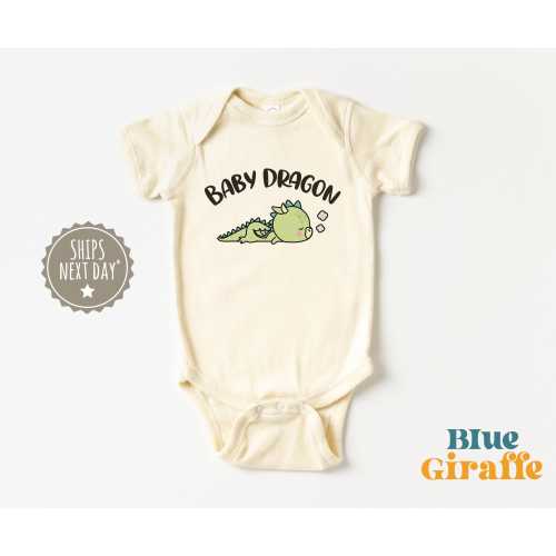 Cute Baby Dragon Baby Onesie® - Dragon Baby Bodysuit - Dungeons and Dragons Bodysuit - Cute Natural Baby Onesie®