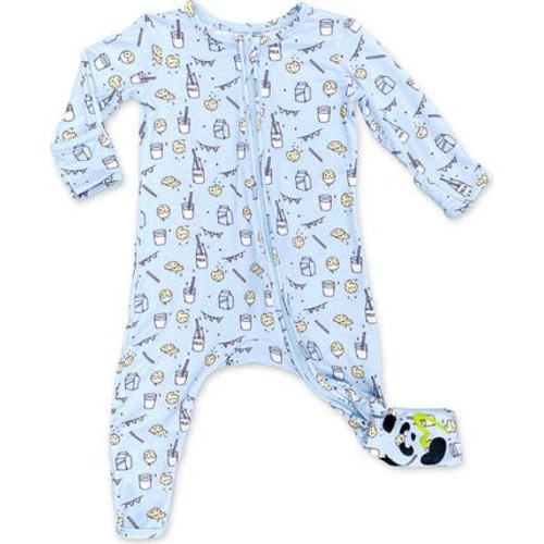 Kids' Milk & Cookies Blue Convertible Footie Pajamas, 0-3M