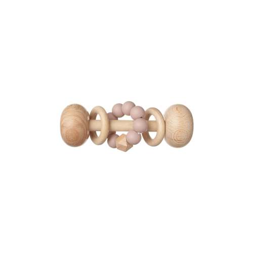 Wooden Barbell Teething Rattle