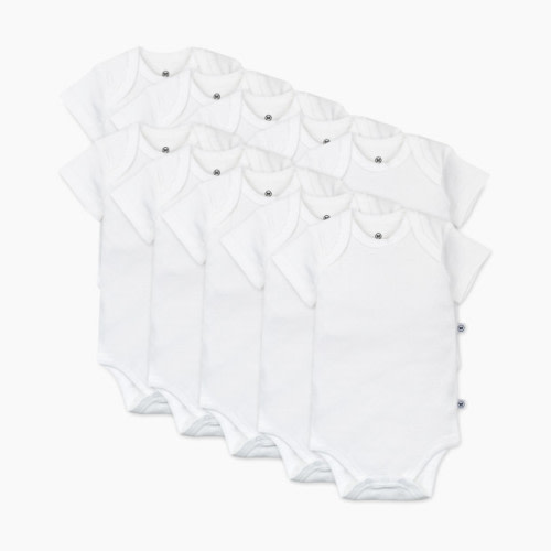 10-Pack Organic Cotton Short Sleeve Bodysuits - Bright White