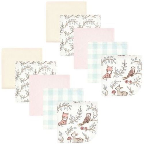 Hudson Baby Infant Girl Flannel Washcloths, Girl Woodland Pals 10pk, One Size