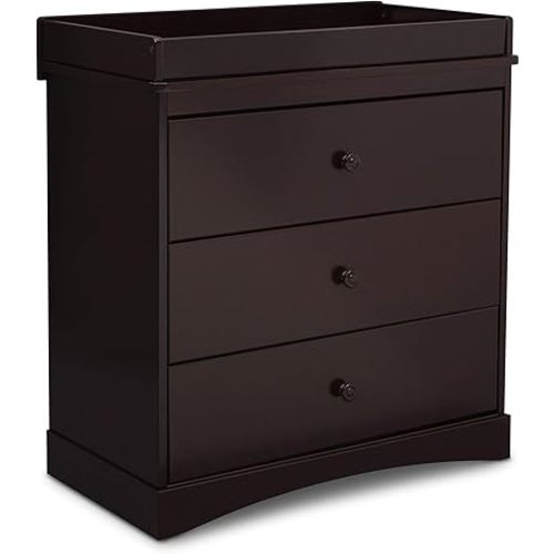 Delta Children Sutton 3 Drawer Dresser with Changing Top, Dark Chocolate