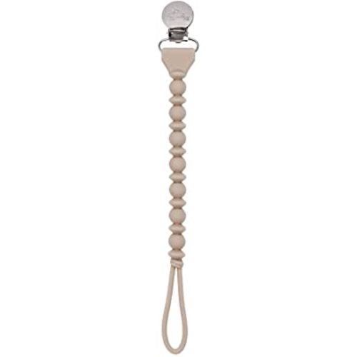 Itzy Ritzy Silicone Pacifier Clip; 100% Silicone Pacifier Strap with Clip Keeps Pacifiers, Teethers & Small Toys in Place; Features One-Piece Design & Silicone Cord, Toast