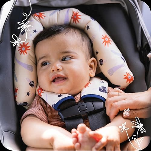 2-in-1 Duo Head Support + Matching Strap Covers for Baby and Infant Car Seats and Strollers