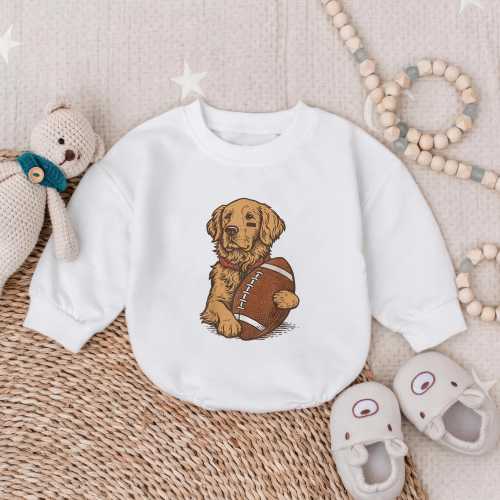 Golden Retriever Baby Romper, Football Dog Outfit