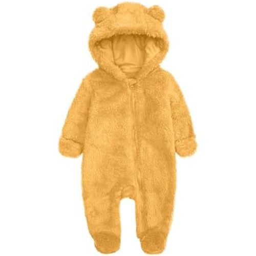 Baby Fleece Romper Jumpsuit Winter Romper Outdoor Furry Sherpa Romper Onesie Pajamas Toddler Warm Hooded Coat for Kid