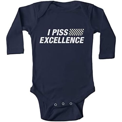 I Piss Excellence Baby Cartoon Bodysuit Long Sleeve Rompers