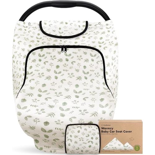 Car Seat Cover for Babies - Baby Car Seat Canopy for Spring, Autumn, Winter - Universal Stretch Fit Car Seat Cover for Babies, Boys, Girls - Breastfeeding Nursing Cover - Infant Carseat Cover (Laurel)