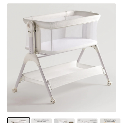 HARPPA Cuddly Sway | 3-in-1 Rocking Baby Bassinet & Bedside Sleeper with Anti-Reflux Mattress for Newborns | Attaches to Bed, Adjustable Height, Tool-Free Setup, Portable Wheels, CPSC Certified, Gentle Rocking Motion | Ideal for Infants, Safe Co-Sleeping