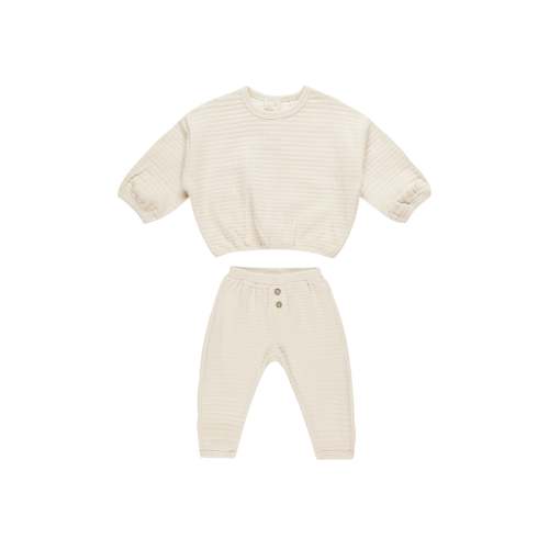 Quincy Mae Textured Sweat Set - Natural