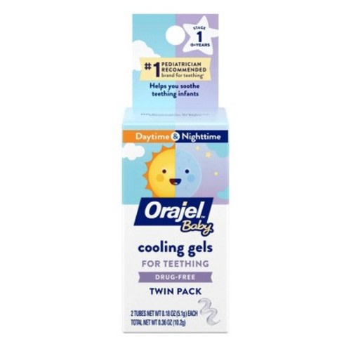 Orajel Baby Daytime & Nighttime Cooling Gels For Teething, Drug-free, #1 Pediatrician Recommended Brand For Teething - 0.36oz