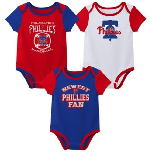 MLB Philadelphia Phillies Infant Boys' 3pk Bodysuit, Size: 3-6M