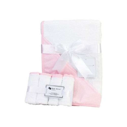 Baby Girls Hooded Bath Towel with Washcloth Bundle